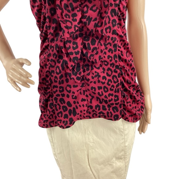 Express Leopard Print Sleeveless Halter Top Red Black Size M - Picture 3 of 7